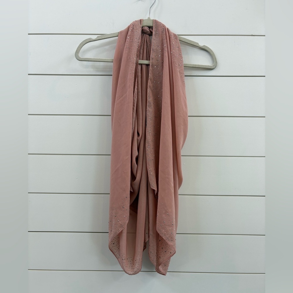 Blush Pink Draped Shawl with Subtle Crystal Accents